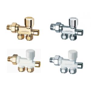 Узел нижнего подключения с терморегулирующим и запорным вентилями для однотрубных систем