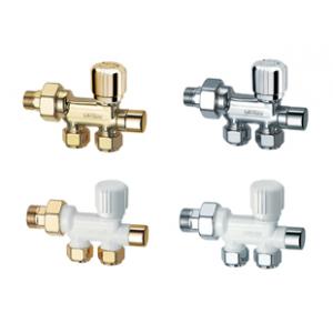 Узел нижнего подключения с терморегулирующим и запорным вентилями для двухтрубный систем