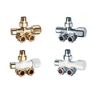 Узел нижнего подключения левосторонний с терморегулирующим и запорным вентилями для одно- и двухтрубный систем