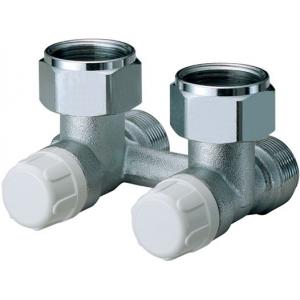 Узел нижнего подключения угловой, с метрической резьбой FAR М24х19 и регулируемым байпасом для стальных панельных радиаторов