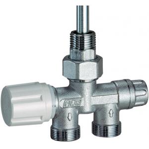 Узел нижнего подключения, терморегулирующий, угловой, левый, для одно-двухтрубных систем без штуцера и накидной гайки