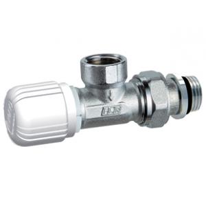 Хромированный угловой термостатический вентиль с горизонтальной буксой, ВР трубная