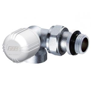 Хромированный трехосевой правосторонний термостатический вентиль, ВР трубная   