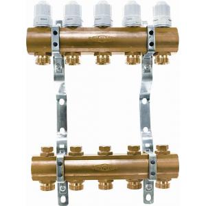 Блок коллекторный с термостатическими вставками M30x1,5 и запорными клапанами (отводы 3/4
