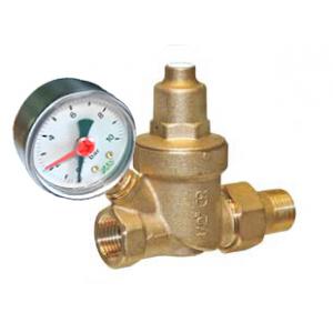 Редуктор давления с манометром, для систем холодного и горячего водоснабжения, НР-ВР ,латунный  