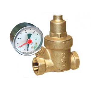 Редуктор давления с манометром, для систем холодного и горячего водоснабжения, ВР-ВР,  латунный