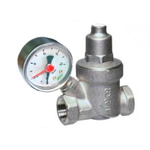 Редуктор давления с манометром, для систем холодного и горячего водоснабжения, ВР-ВР,  хромированный.  