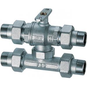 Кран шаровой НР-НР-НР-НР зонный, 3-х ходовой с Т-образным байпасом