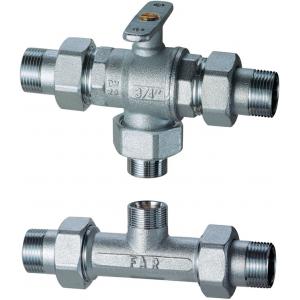 Кран шаровой НР-НР-НР-НР зонный, 3-х ходовой с Т-образным байпасом и центральным соединением 24х19