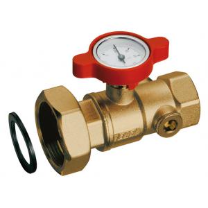 Шаровой кран со встроенным термометром (арт.2651), с накидной гайкой. латунный без покрытия