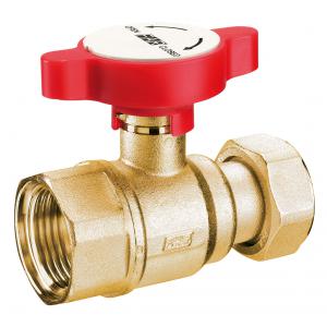 Кран шаровой с возможностью установки термометра, с накидной гайкой, латунный