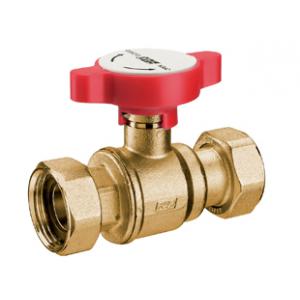 Кран шаровой с возможностью установки термометра, с двумя накидными гайками, латунный  
