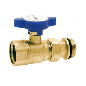 Кран шаровой с возможностью установки термометра, с фитингом для подключения к коллектору  