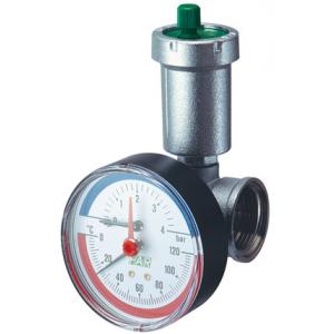 Хромированный переходник, дополненный клапаном для выпуска воздуха, термоманометром и заглушкой