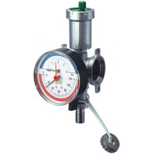 Фланцевый переходник, дополненный автоматическим клапаном для выпуска воздуха, термоманометром и сливным краном