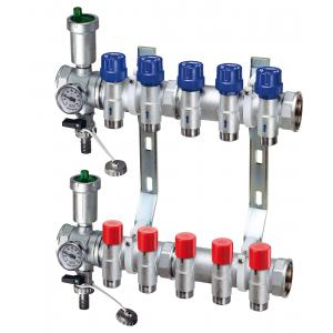 Узел коллекторный, сборный, с подающими запорными и обратными терморегулирующими вентилями