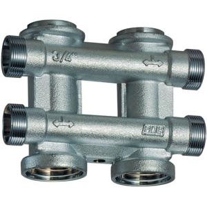 Коллектор параллельный, проходной, модульный с 4 отводами (МР), хромированный