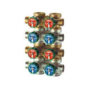 Коллектор параллельный, регулирующий, проходной, сборный, из латуни стойкой к дезоцинковыванию