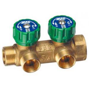 Коллектор регулирующий НР-ВР, проходной, из латуни стойкой к дезоцинковыванию, с 2 отводами (МР)