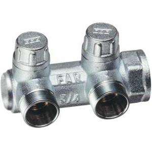 Концевой модульный коллектор с 2 отводами и встроенными запорными вентилями для регулировки системы