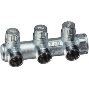 Концевой модульный коллектор с 3 отводами и встроенными запорными вентилями для регулировки системы