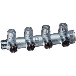 Коллектор запорный НР-ВР, проходной с 4 отводами (МР)