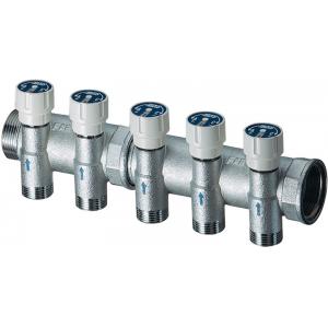 Сборный хромированный модульный коллектор со встроенными регулирующими вентилями