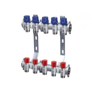 Узел коллекторный, сборный, с подающими запорными и обратными терморегулирующими вентилями МР