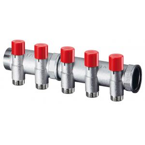 Сборный хромированный модульный коллектор со встроенными запорными вентилями