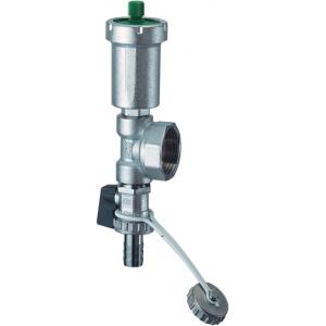 Хромированный концевой переходник для коллекторов, дополненный клапаном выпуска воздуха и сливным краном