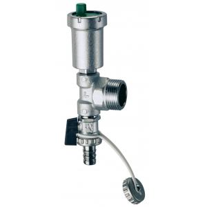 Хромированный концевой переходник с автоматическим воздухоотводчиком и сливным краном