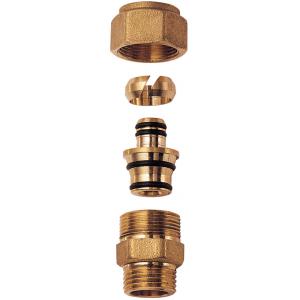 Латунный переходник с наружной резьбой и гайкой