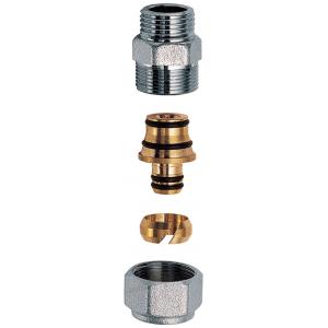 Хромированный переходник с наружной резьбой и гайкой