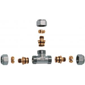 Тройник с тремя концовками, хромированный