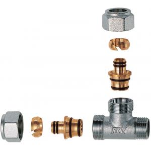 Тройник с наружной резьбой с двумя концовками, хромированный