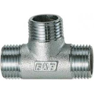 Тройник с переходами  1/2”-3/4”-1” НР, хромированный