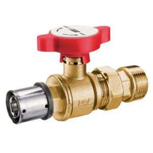 PRESSFAR -Кран шаровой латунный с местом для установки термометра, с прессфитингом FAR