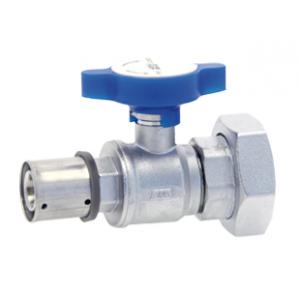 Кран шаровой с возможностью установки термометра, с накидной гайкой для соединения с насосом, хромированный  