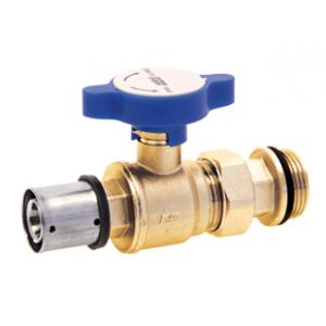 Кран шаровой с местом для установки термометра, с фитингом для соединения с коллектором