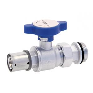 Кран шаровой с возможностью установки термометра, с фитингом для соединения с коллектором