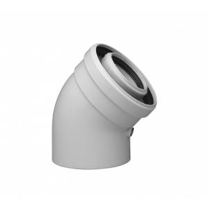 Коаксиальный отвод полипропиленовый 45°, диам. 60/100 мм, HT