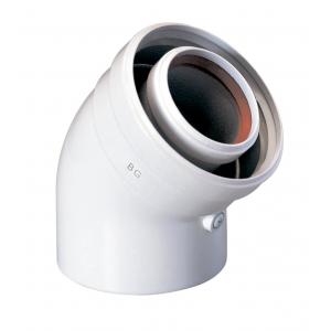 Коаксиальный отвод 45°, диам. 60/100 мм